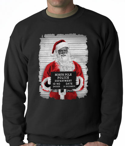 Santa Mug Shot Funny Adult Crewneck