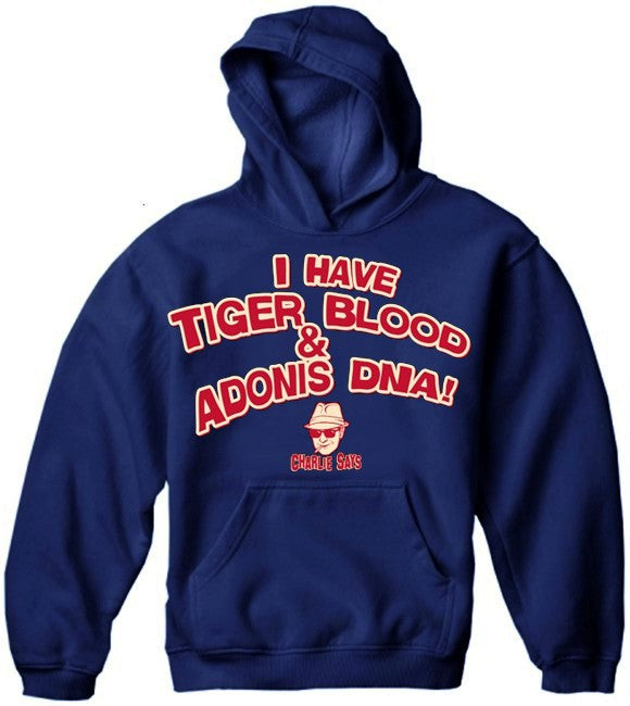 Charlie Says T-Shirts - I Have Tiger Blood! Hoodie Navy Blue