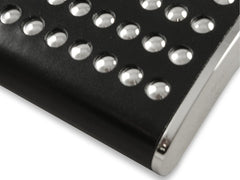 Chrome Studded Leather Wrap Hip Flask