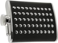 Chrome Studded Leather Wrap Hip Flask