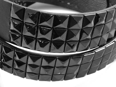 Classic Leather Pyramid Belt (Black on Black)