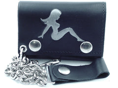 Classic Trucker Babe Genuine Leather Chain Wallet