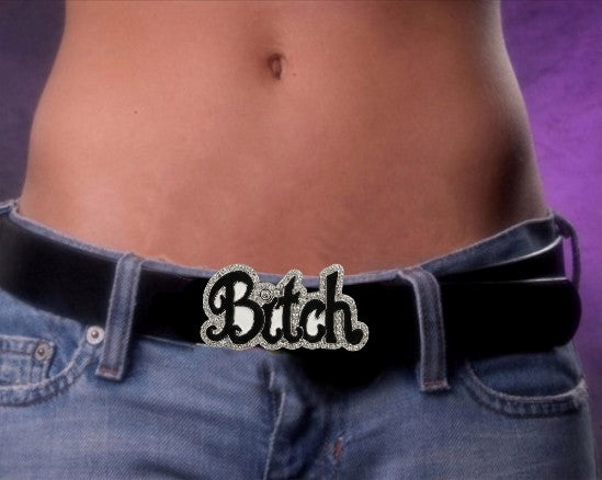 Couture Rhinestone Bitch Belt Buckle With FREE Black Leather Belt