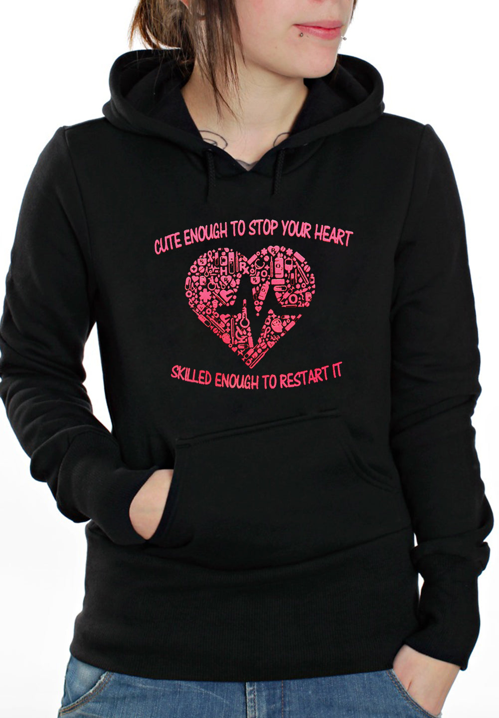 Cute Enough To Stop Your Heart Adult Hoodie