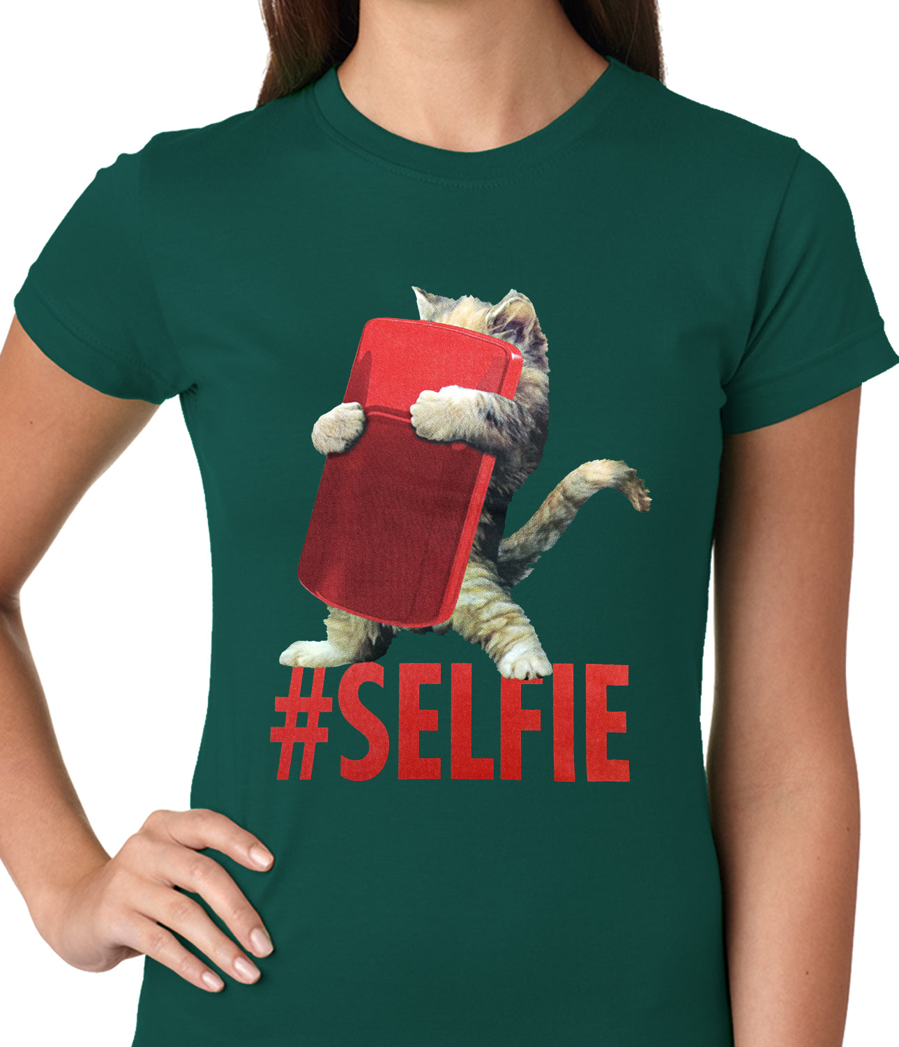 Cute #Selfie Kitten Ladies T-shirt