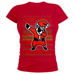 Dabbing Santa Ugly Christmas Ladies T-shirt