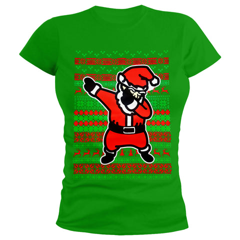 Dabbing Santa Ugly Christmas Ladies T-shirt