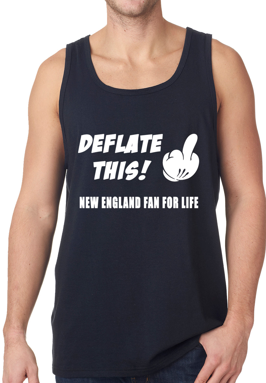 Deflate This! Middle Finger New England Fan For Life Tank Top