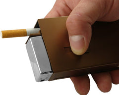 Deluxe Auto Dispenser Cigarette Case with Built-In Lighter