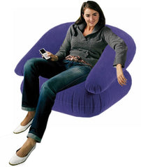 Deluxe Comfort Velvet Inflatable Adult Size Chair (Blue) On Sale!