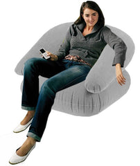 Deluxe Comfort Velvet Inflatable Adult Size Chair (Grey) On Sale!