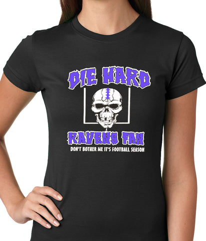 Die Hard Ravens Fan Football Girls T-shirt Black