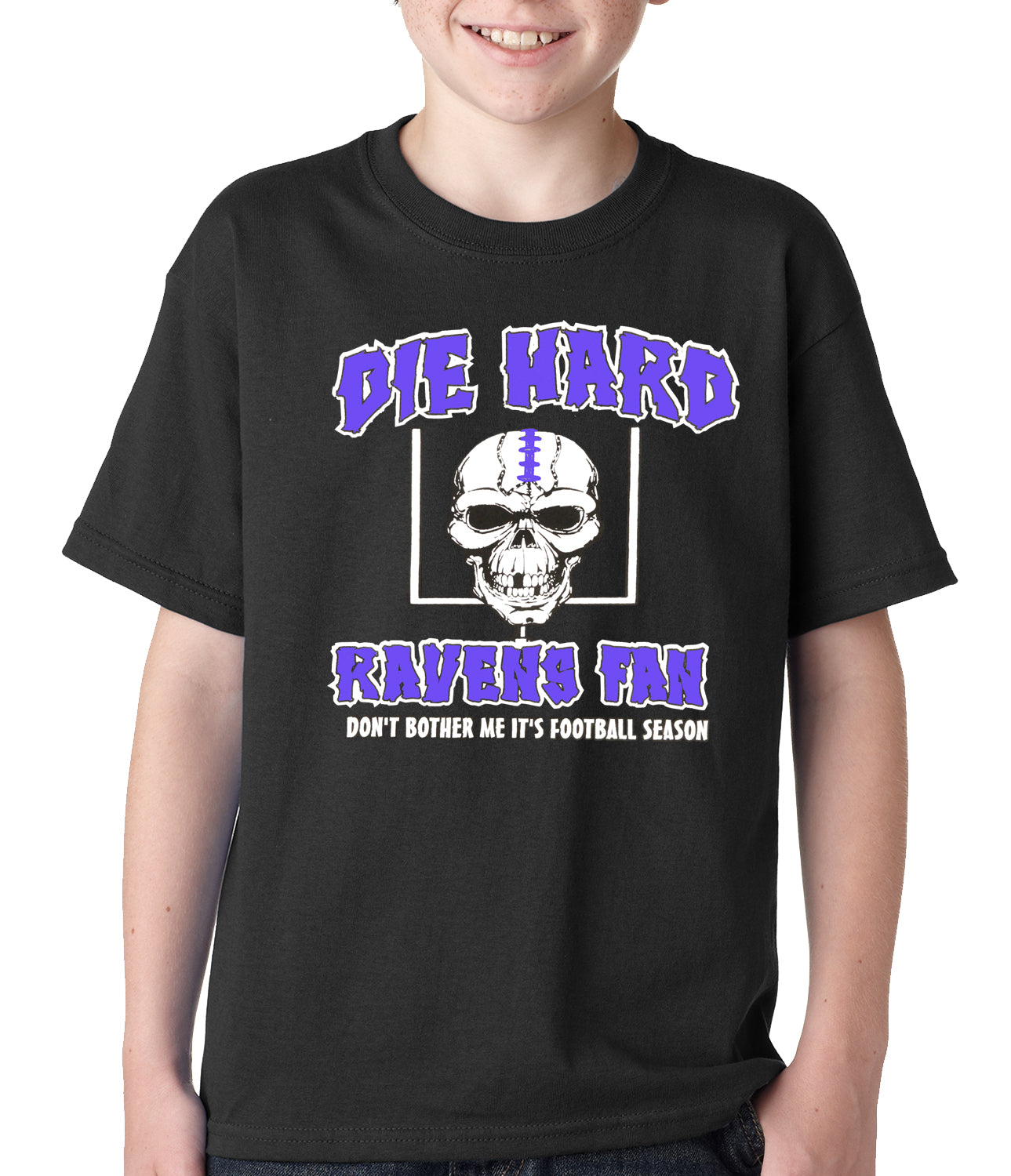 Die Hard Ravens Fan Football Kids T-shirt