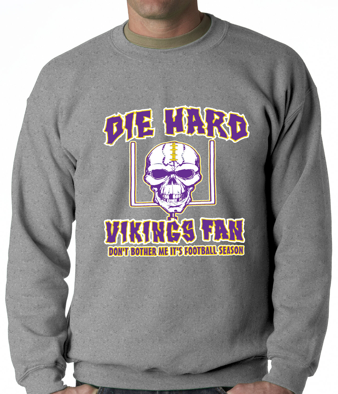Die Hard Vikings Football Fan Crewneck Sweatshirt