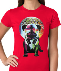 Disco Pug Ladies T-shirt