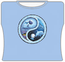 Dolphin Ying Yang Girls T-Shirt (Lt Blue)