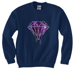 Dripping Purple Galaxy Diamond Crew Neck Sweatshirt