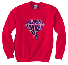 Dripping Purple Galaxy Diamond Crew Neck Sweatshirt