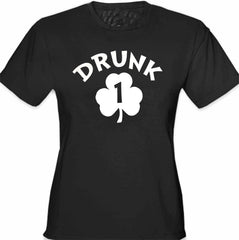 Drunk 1 Irish Shamrock Girl's T-Shirt