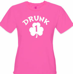 Drunk 1 Irish Shamrock Girl's T-Shirt