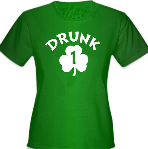 Drunk 1 Irish Shamrock Girl's T-Shirt