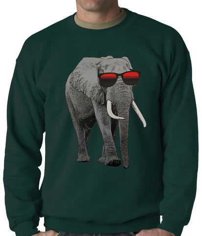 Elephant Wearing Sunglasses Adult Crewneck