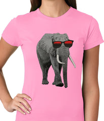 Elephant Wearing Sunglasses Ladies T-shirt