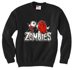 Eye Heart Zombies Adult Crewneck