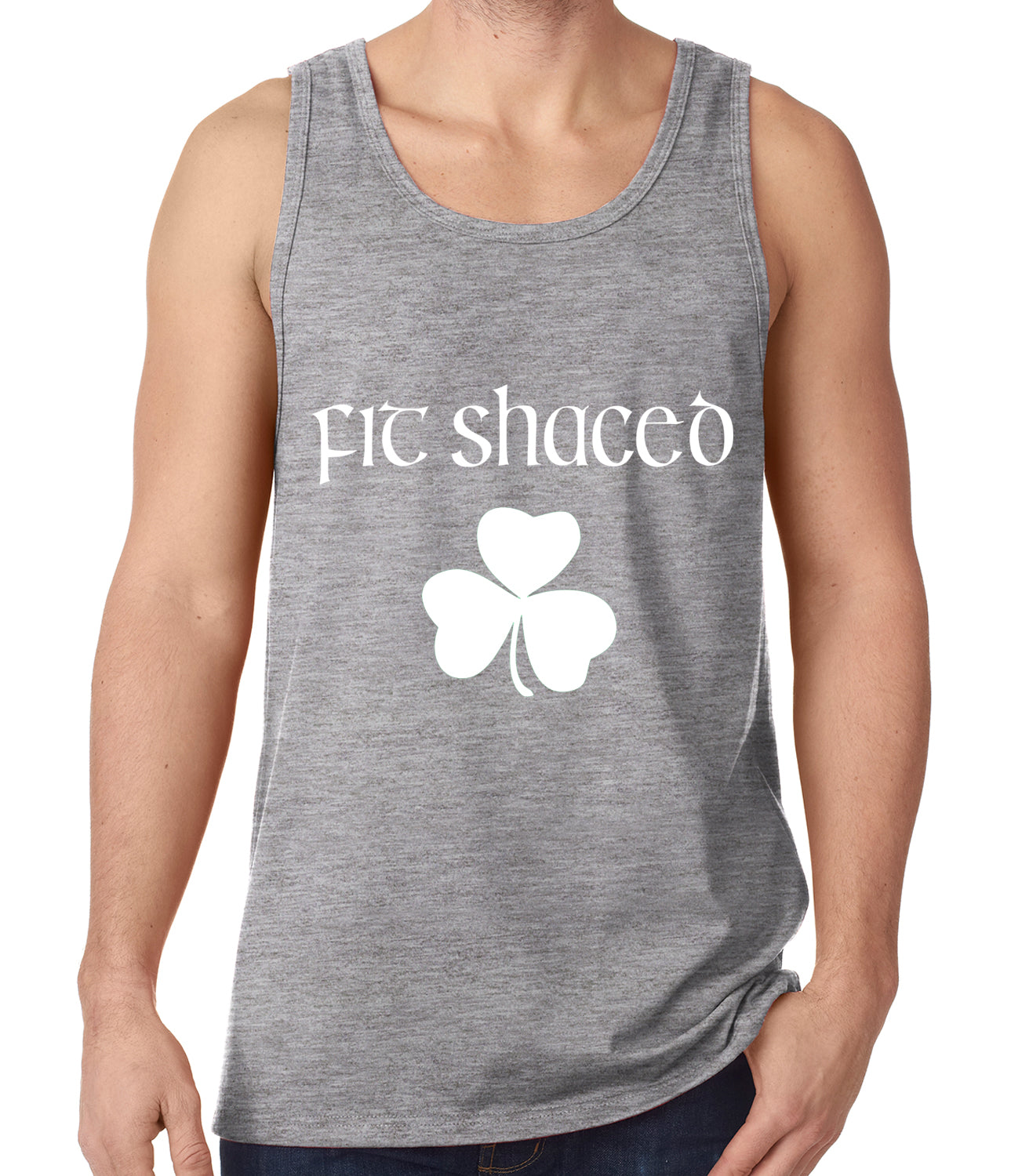 Fit Shaced (Shit Faced) St. Patricks Day Shamrock Drinking Tank Top