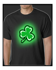 Flashing Light Up Shamrock Mens T-shirt (Black)