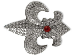 Fleur Di Lis Rhinestone Belt Buckle With FREE Leather Belt