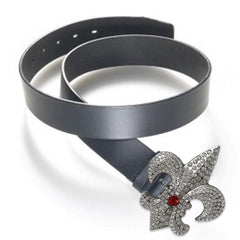 Fleur Di Lis Rhinestone Belt Buckle With FREE Leather Belt