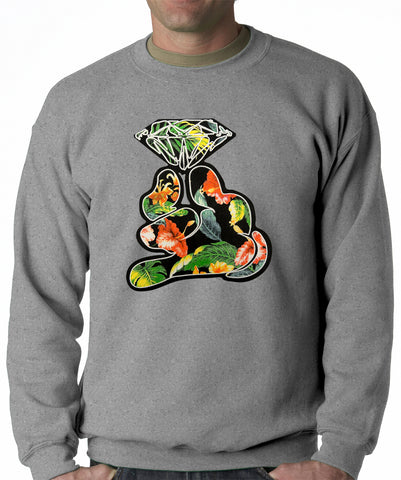 Floral Cartoon Diamond Hand Adult Crewneck