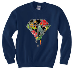 Floral Dripping Diamond Crew Neck Sweatshirt