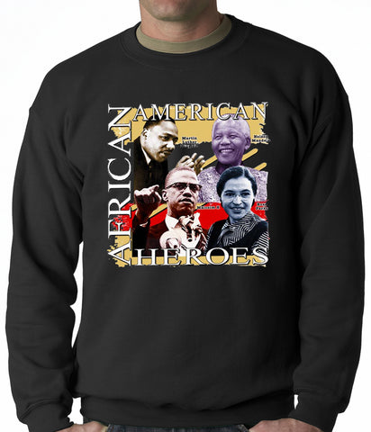 Full Color African American Heroes Adult Crewneck