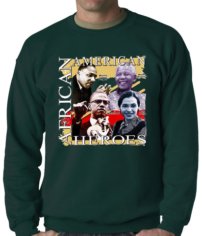 Full Color African American Heroes Adult Crewneck