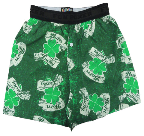 Fun Boxers - Born Lucky Irish Shamrock Boxers