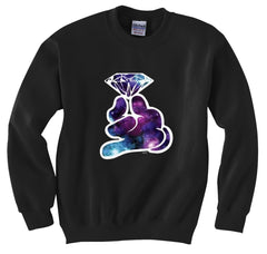 Galaxy Cartoon Hand Holding Diamond Crew Neck Sweatshirt