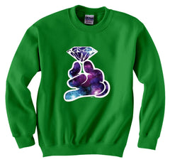 Galaxy Cartoon Hand Holding Diamond Crew Neck Sweatshirt