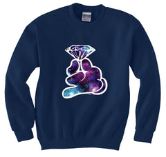 Galaxy Cartoon Hand Holding Diamond Crew Neck Sweatshirt