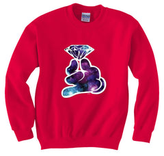Galaxy Cartoon Hand Holding Diamond Crew Neck Sweatshirt