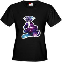 Galaxy Cartoon Hand Holding Diamond Girl's T-Shirt