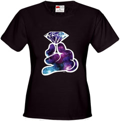 Galaxy Cartoon Hand Holding Diamond Girl's T-Shirt