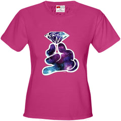 Galaxy Cartoon Hand Holding Diamond Girl's T-Shirt