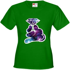 Galaxy Cartoon Hand Holding Diamond Girl's T-Shirt