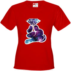 Galaxy Cartoon Hand Holding Diamond Girl's T-Shirt