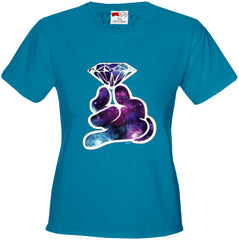 Galaxy Cartoon Hand Holding Diamond Girl's T-Shirt