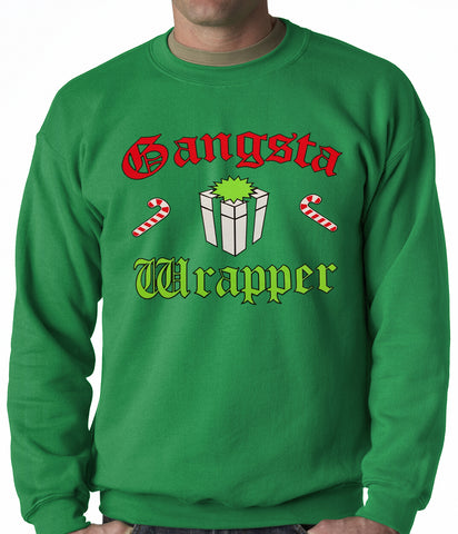 Gangsta Wrap Funny Christmas Adult Crewneck