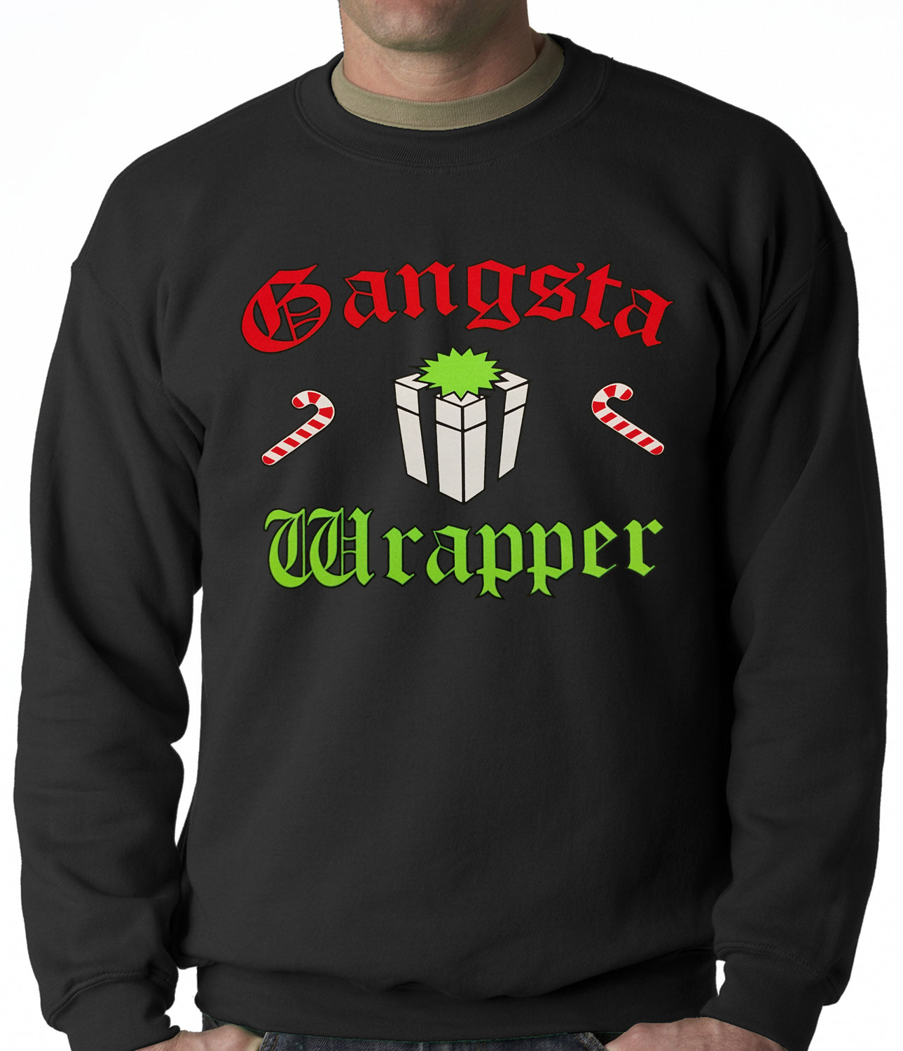Gangsta Wrap Funny Christmas Adult Crewneck
