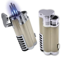 Gentleman's Triple Torch Cigar Lighter With Retractable Hole Punch